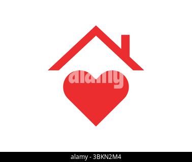 Das Symbol „Love Home“ kombiniert ein Herz- und Haussymbol und steht für Wärme, Zuneigung und Komfort Stock Vektor