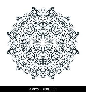Handgezeichnetes Mandala, einfache Umrisse perfekt zum Entspannen von Malbuch, Mustern, Yoga, Planern, Kalendern. Böhmisches Mandala-Design Stock Vektor