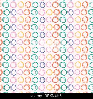 Abstraktes Muster mit handgezeichneten bunten Kreisen. Stock Vektor