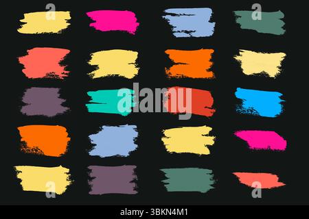 Handgezeichnete Pinselstriche und -Linien, kreative Pinsellinien mit rauen Kanten. Abstrakte Freihand-Doodle-Liniengrenzen. Schwarze Spritzer Stock Vektor