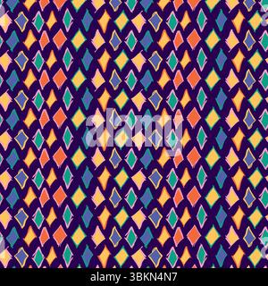 Abstraktes Muster mit farbigen Diamantformen. Geometrisches Zeichentrickdesign. Doodle Art für Druck. Stock Vektor