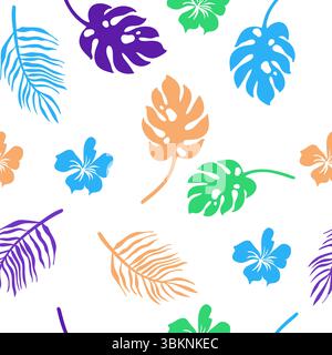 Tropisches Blatt nahtloses Muster auf weißem Hintergrund. Stock Vektor