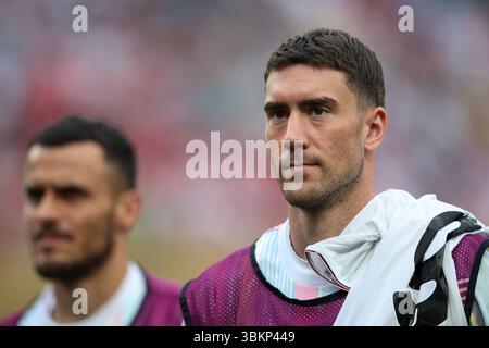 PHILADELPHIA, USA - 22. Juni 2025: Dusan Vlahovic vom Juventus FC während des Spiels der Gruppe G der FIFA Club-Weltmeisterschaft zwischen Juventus FC und Wydad AC im Lincoln Financial Field (Credit: Craig Mercer/ Alamy Live News) Stockfoto