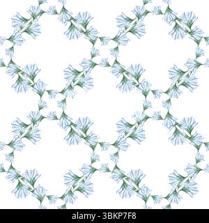 Nahtloses Blumenmuster, abstraktes Naturschmuck, Blumenmuster in zartem Aquarell. Botanisches Design: Handgezeichnete Illustration Stockfoto