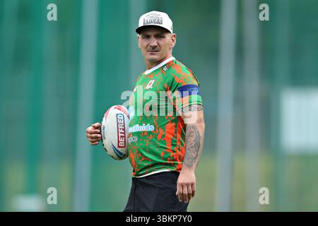 Michael Knowles von Hunslet vor dem Betfred Championship Match Hunslet RLFC gegen Barrow Raiders im South Leeds Stadium, Leeds, Großbritannien, 22. Juni 2025 (Foto: Sam Eaden/News Images) Stockfoto