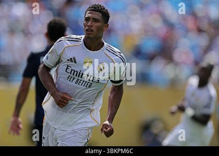 Charlotte, Usa. Juni 2025. Bank of America Stadium Jude Bellingham von Real Madrid feiert sein Tor während des Spiels zwischen Real Madrid und Pachuca, in der zweiten Runde der Gruppe H der FIFA Club-Weltmeisterschaft 2025, am Sonntag, den 22. 30761 (Heuler Andrey/SPP) Credit: SPP Sport Press Photo. /Alamy Live News Stockfoto