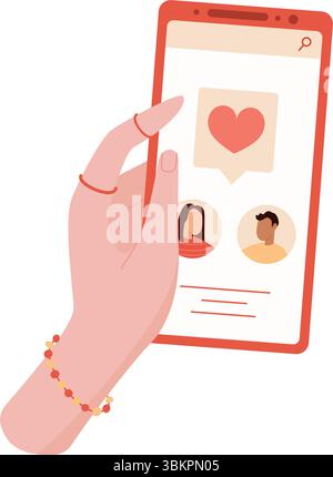 Hand Hält Telefon Mit Dating-App Stock Vektor