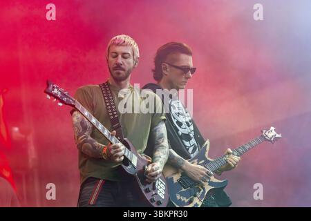 Zacky Vengeance and Synyster Gates, From Left, Avenged Sevenfold, Progressive Metal Band, USA, Live Open Air beim Citadel Music Festival, 21.06.2025 Stockfoto