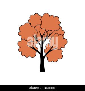 Herbstbaumillustration. Orangefarbenes Blatt-Symbol. Naturfallvektor. Saisonale Pflanzengrafik. Stock Vektor