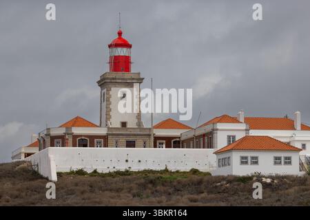 Leuchtturm Cabo da Roca, westlichster Punkt Kontinentaleuropas, Cabo da Roca, Portugal Stockfoto