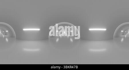 Futuristisches minimalistisches Tunnel Interior 360 vr Panorama Stockfoto