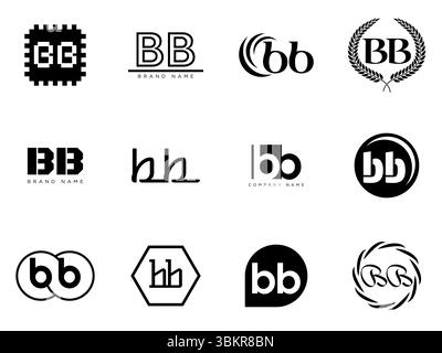 BB-Logo-Firmenvorlage. Buchstaben b und b. Setzen Sie mit Designelementen verschiedene klassische Serifenschriftarten und modernen, auffälligen Text. Anfängliche Schriftart Stock Vektor
