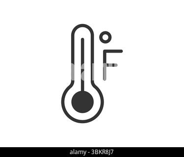 Temperatur in Fahrenheit, symbolisiert durch ein einfaches Thermometersymbol. Konzept Wetter, Gesundheit, Wissenschaft. Für Apps, Web, Infografiken, Präsentationen. Stock Vektor
