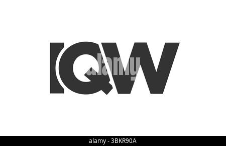 IQW-Logo-Designvorlage mit starkem und modernem, fettgedrucktem Text. Anfänglich basierter Vektorlogotyp mit einfacher und minimaler Typografie. Trendige Firmen-ID Stock Vektor