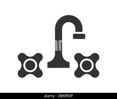 Ein minimalistisches Symbol mit klassischem Wasserhahn. Hervorragend geeignet für Sanitär-, Hausverbesserungs- oder Wasserschutzkonzepte. Anpassbar für App i Stock Vektor