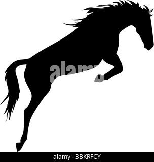 Eine schwarze Silhouette eines springenden Pferdes auf einem weißen Hintergrundvektor Stock Vektor