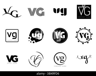VG-Logo-Firmenvorlage. Buchstaben V und g. Setzen Sie mit Designelementen verschiedene klassische Serifenschriftarten und modernen, auffälligen Text. Anfängliche Schriftart Stock Vektor