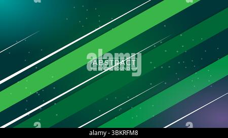 Abstraktes Hintergrunddesign mit Grün und Dunkelblau als Hauptfarben. Sie verfügt über diagonale Linien in hellgrün, dunkelgrün und weiß, die von vorne verlaufen Stock Vektor