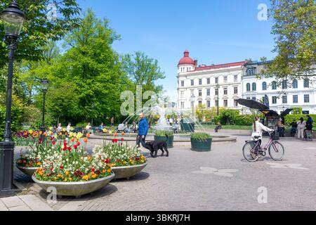 Wasserbrunnen im Bantorget Park, Centrala Staden, Lund, Provinz Scania, Königreich Schweden Stockfoto