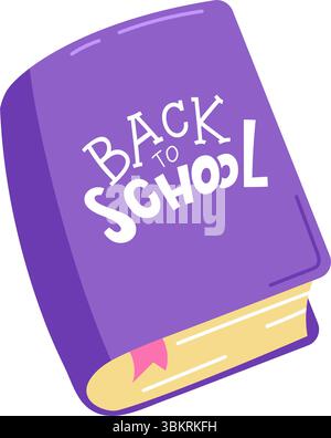 Eine lebendige Back-to-School-Legende mit violettem Notizbuch, perfekt für Lerninhalte und Back-to-School-Themen Stock Vektor