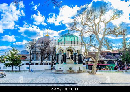 Der deutsche Brunnen auf dem Sultanahmet-Platz, ehemaliges Hippodrom von Konstantinopel, Istanbul, Türkei Stockfoto