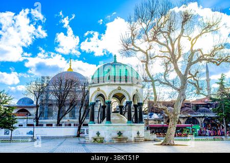 Der deutsche Brunnen auf dem Sultanahmet-Platz, ehemaliges Hippodrom von Konstantinopel, Istanbul, Türkei Stockfoto