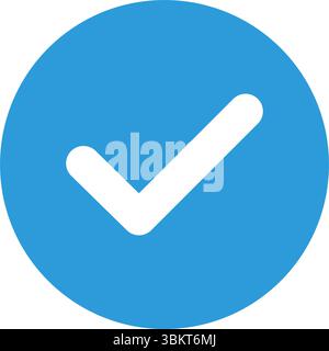 Blaues Häkchen für verifiziertes Symbol, Häkchen für genehmigtes Profil für soziale Medien, Stern, Kontrollkästchen OK. Symbol für Social-Media-Konten Stock Vektor