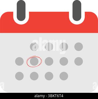 Kalendersymbol mit Uhr, Häkchen, Ausrufezeichen, Kalendersymbol flach. Erinnerung an den Veranstaltungskalender, Terminplan für Geschäftstreffen, Termin. Stock Vektor