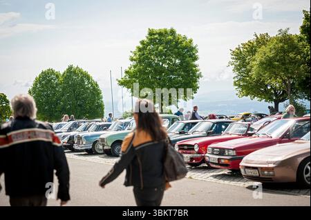 Oldtimer-Event auf Hohenpeissenberg, Bayern Stockfoto