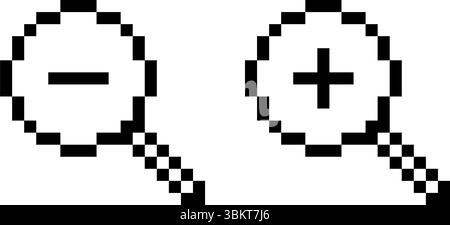 Pixelklick-Cursor-Symbolsatz, verschiedene Computer-Cursor, Handklick, Sanduhr, Lupe, vergrößern und Verkleinern, Verschieben, Warten, Arbeiten, Symbol drücken Stock Vektor