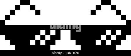 Pixelbrille Icon, Pixelart Shades Cool Thug Life Meme Brille Vektor Symbol, gepixeltes 8-Bit Gangster Meme Element, 3D Retro Sonnenbrille Stock Vektor