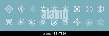 Schneeflocken, dünne Linie Schneeflocken einfache Icon Pack, Winter Schneeflocken Vorlage, Blaue Schneeflocken Icon Set, Schneeflocken Vektor Illustration. Stock Vektor