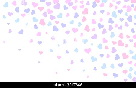 Farbenfroher Herz fallender Konfetti Hintergrund. Stock Vektor
