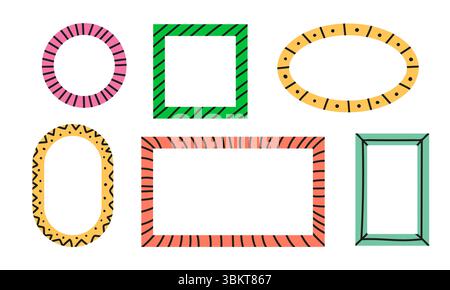 Bunte Doodle Frames Kollektion Stock Vektor