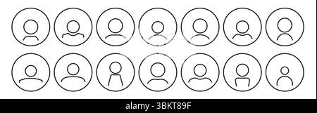 Linienavatar im Kreis für Benutzer. Symbol für menschliche Person. Stock Vektor