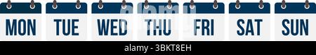 Vektorillustration für das Symbol „Wochenkalender“. Flache Symbolgruppe für jeden Wochentag des Kalenders. Wochenkalender mit sieben Tagen, wöchentliche Kalendervorlage Stock Vektor