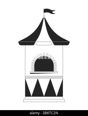 Carnival Ticket Stand 2D Line Objekt Stock Vektor