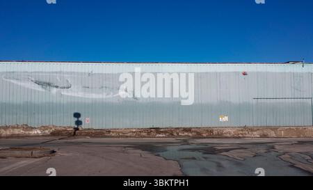 Gemalte Walwand in der Nähe des Fährterminals in Portland, Maine Stockfoto