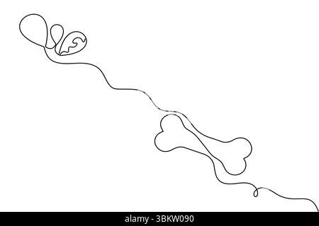 Einzeilige Kontur mit Hundeknochen in minimalistischem Stil Stock Vektor