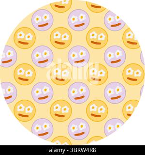 Handgezeichnete gegrillte Würstchen und gebratene Eier nahtloses Muster vor Circle Hintergrund Morgenmotivation. Isolierte Vektor-Illustration Lebensmittel-Poster oder Frühstück Themenkarten oder Banner, Broschüren, Etikett, Tag Stock Vektor
