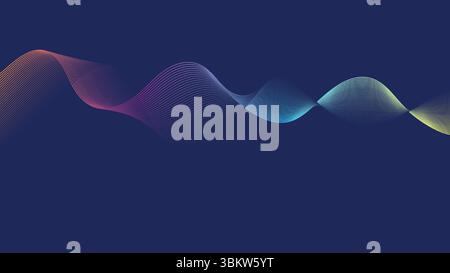 Abstrakte leuchtende Wellenlinien auf dunkelblauem Hintergrund. Dynamisches Wellenmuster. Moderne, fließende Wellenlinien. Futuristisches Technologiekonzept. Geeignet für Banner Stock Vektor
