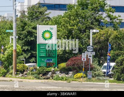 Long Island bp Tankstelle mit Kraftstoffpreisen Stockfoto