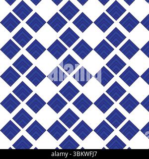 Geometrisches blaues Kachelmuster nahtlose Wiederholung auf einem weißen Hintergrund digitales Vektordesign Stock Vektor