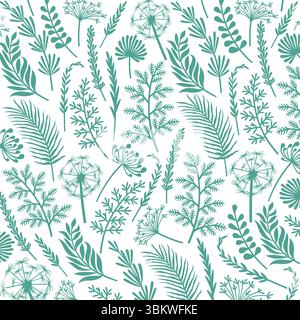 Plkants and Flowers Pattern Hintergrund. Vektorabbildung. Stock Vektor
