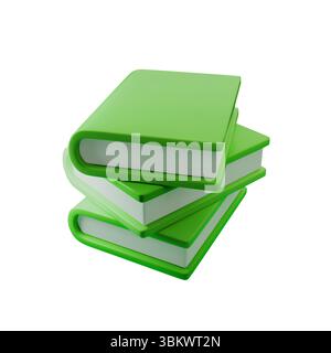 3D-Stapel von grünen Büchern Vektorillustration, perfekt für Bildung, Bibliothek und Lesen Themen. Modernes und lebendiges Design, ideal zum Drucken Stock Vektor