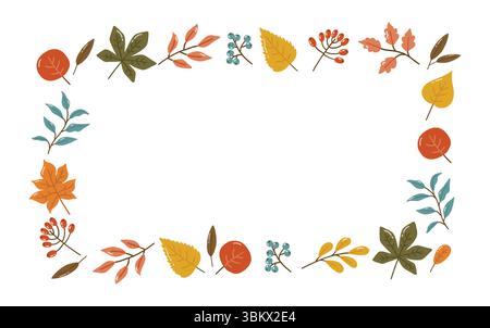 Herbstlaub Rahmen, Herbstkuschelig, Design für Poster, Banner, Grußkarten, Aufkleber Stock Vektor