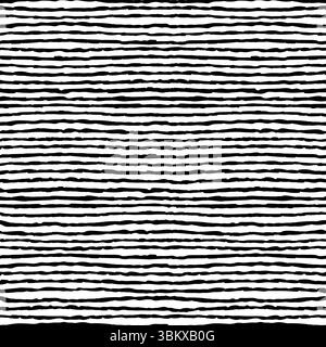 Gefüttertes nahtloses Muster mit handgezeichneten, strukturierten Streifen in Tinte. Schlichter Hintergrund mit skizzenhaften Streifen in Schwarz-weiß-Farben. Hell Stock Vektor