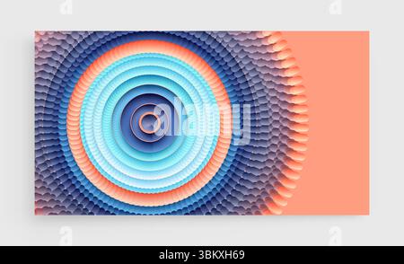 Abstraktes kreisförmiges Muster aus Farbkugeln und Ellipsen. Vektorgrafik Illustration. Dynamischer Effekt. Designvorlage für die Abdeckung. Kann für Werbung verwendet werden Stock Vektor