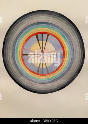 Hilma af Klint: Was steht hinter der Blumenausstellung im MoMA? Nr. 24 aus der Serie Gruppe 1, Aquarell, Bleistift und Metallic-Farbe auf Papier. Im Frühjahr und Sommer 1919 und 1920, während einer intensiven Auseinandersetzung mit der Natur, zeichnete die Künstlerin Hilma af Klint fast täglich Blumen. "Ich werde versuchen", schrieb sie, "die Blumen der Erde zu fassen." Stockfoto