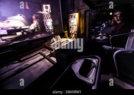 Das Futuroscope bei Poitiers ist ein Vergnügungspark, der sich auf futuristische Themen, Multimedia-Erlebnisse und innovative Attraktionen spezialisiert hat. Avenue René Monory, Chasseneuil-du-Poitou, Nouvelle-Aquitaine, Frankreich Stockfoto